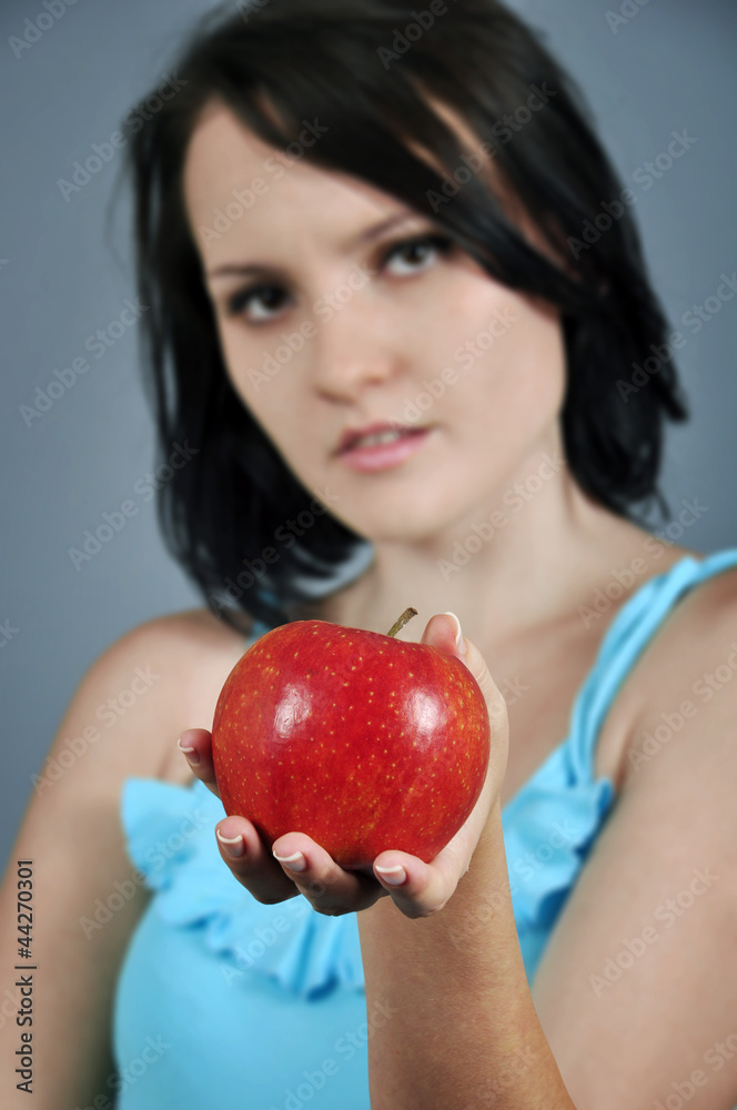 apple in female hand apple in female hand