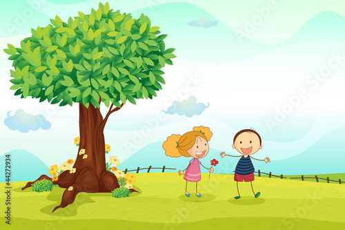kids playing in nature