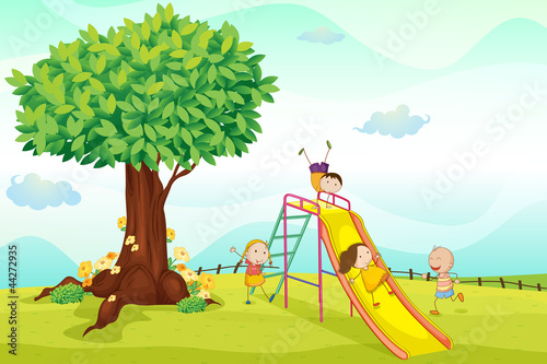 kids playing in nature