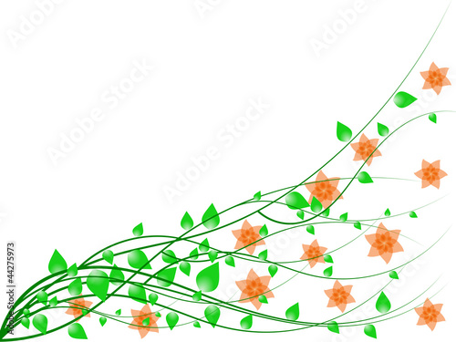 Fabric design with Leaves and flowers