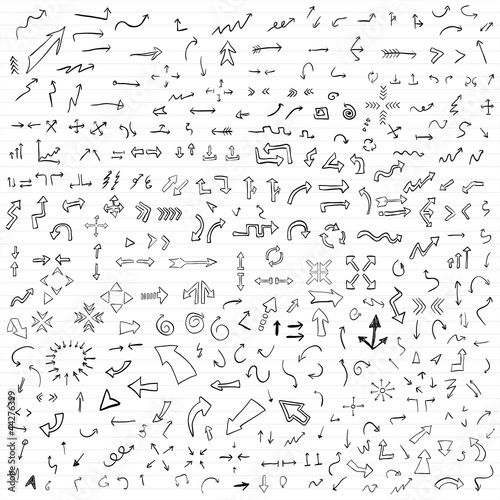 Vector hand drawn arrows set with black ink