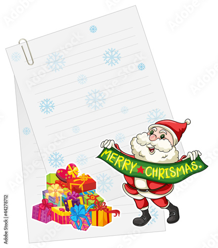 santaclause, gift boxes and paper note