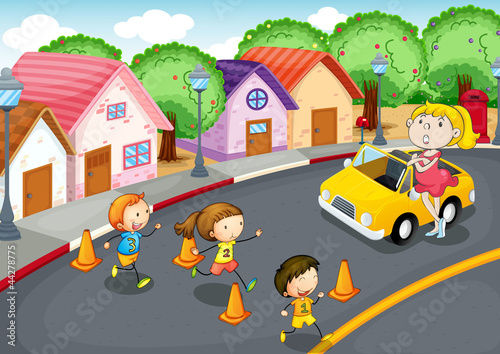 kids on road