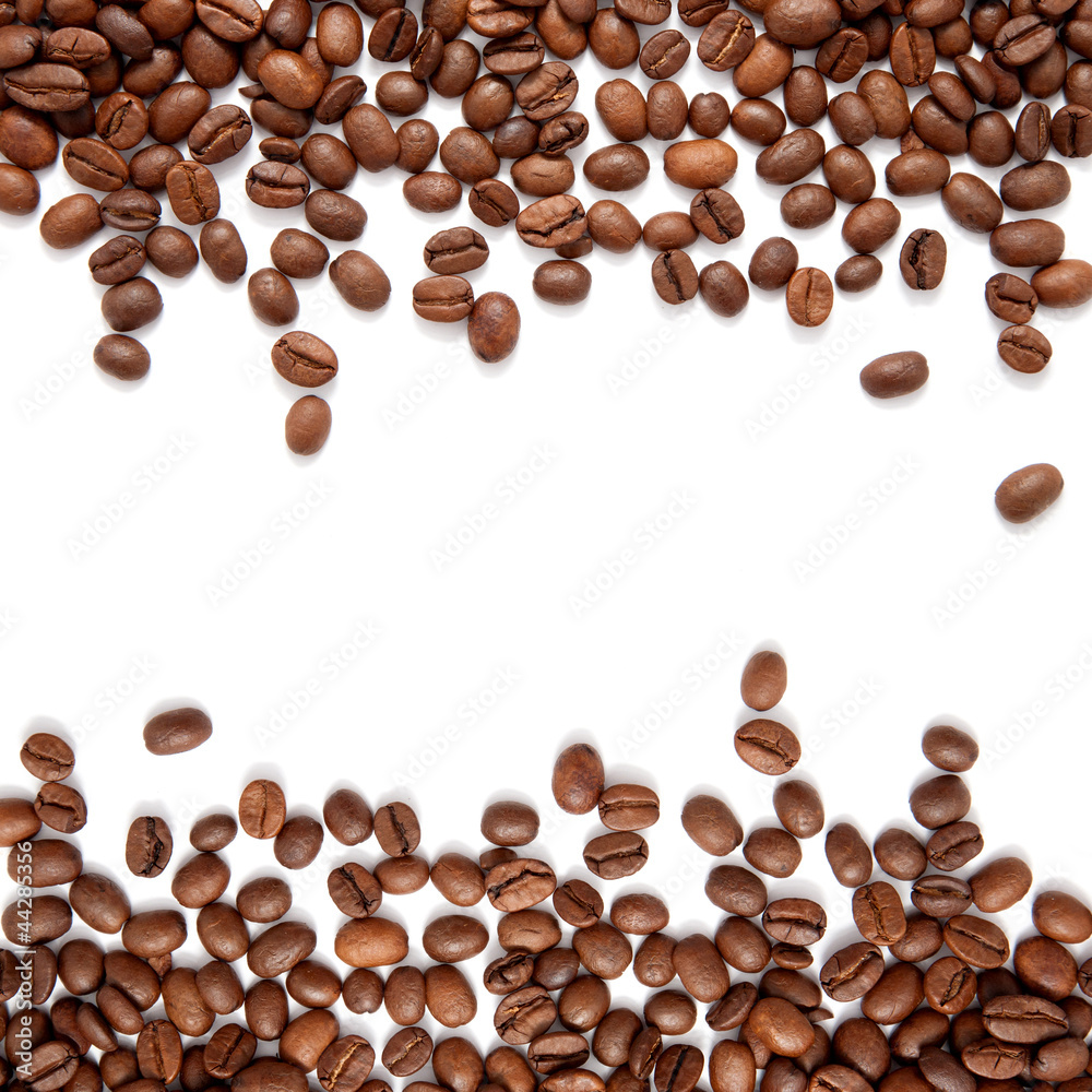 Frame made of rolling in coffee beans. Food background Frame made of rolling in coffee beans. Food background