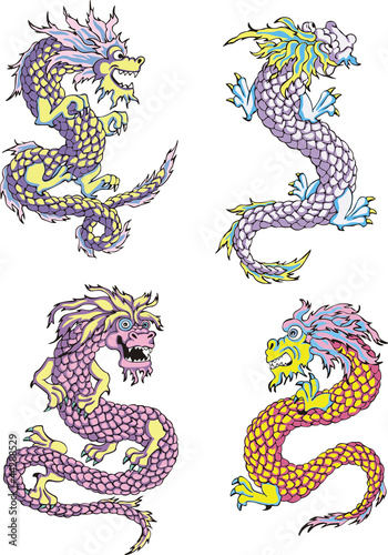 Fototapeta Naklejka Na Ścianę i Meble -  Funny chinese dragons