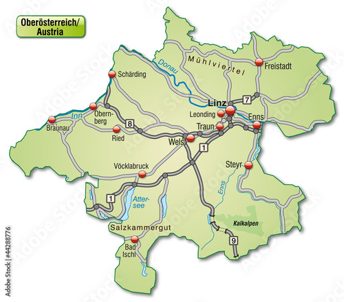 Verkehrskarte des Kantons Oberösterreich