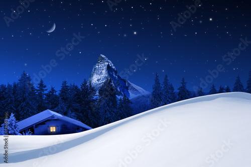 Winternacht beim Matterhorn