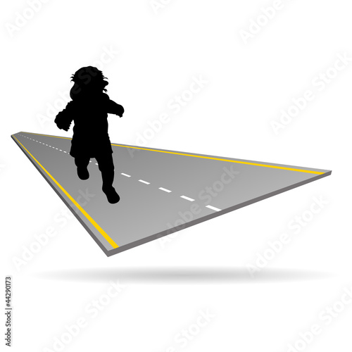 baby on the road illustration