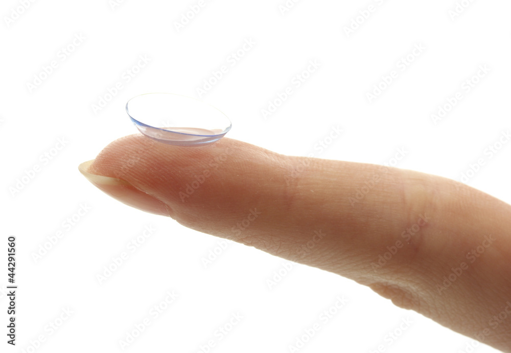contact lens on finger isolated on white contact lens on finger isolated on white