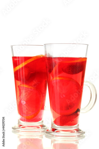 sangria in glasses, isolated on white