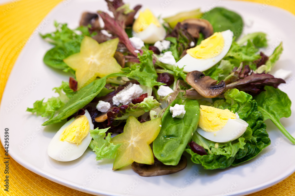 Green Salad with Egg and Feta and lemon juice Green Salad with Egg and Feta and lemon juice