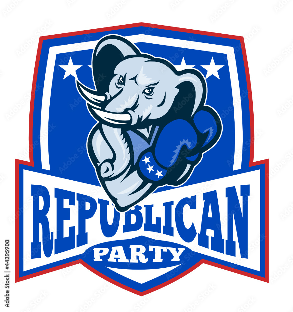 Obraz premium Republican Elephant Mascot Boxer Shield