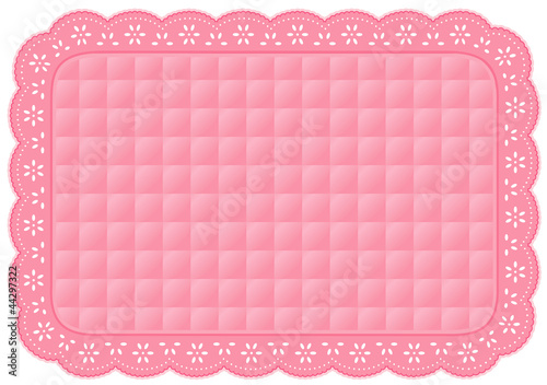 Placemat, Quilted Eyelet Lace Embroidery, pastel pink