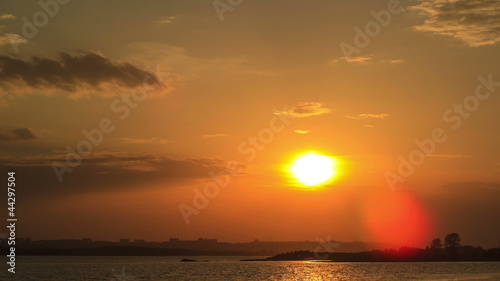 Sunset on riverside (time-lapse)