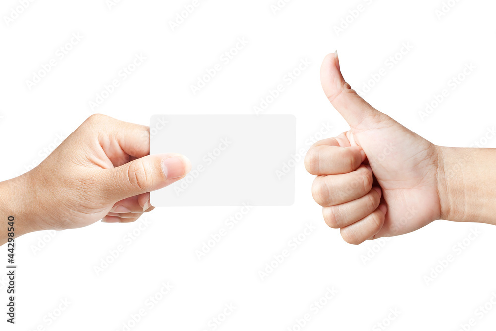 Hand of women giving like on background white Hand of women giving like on background white