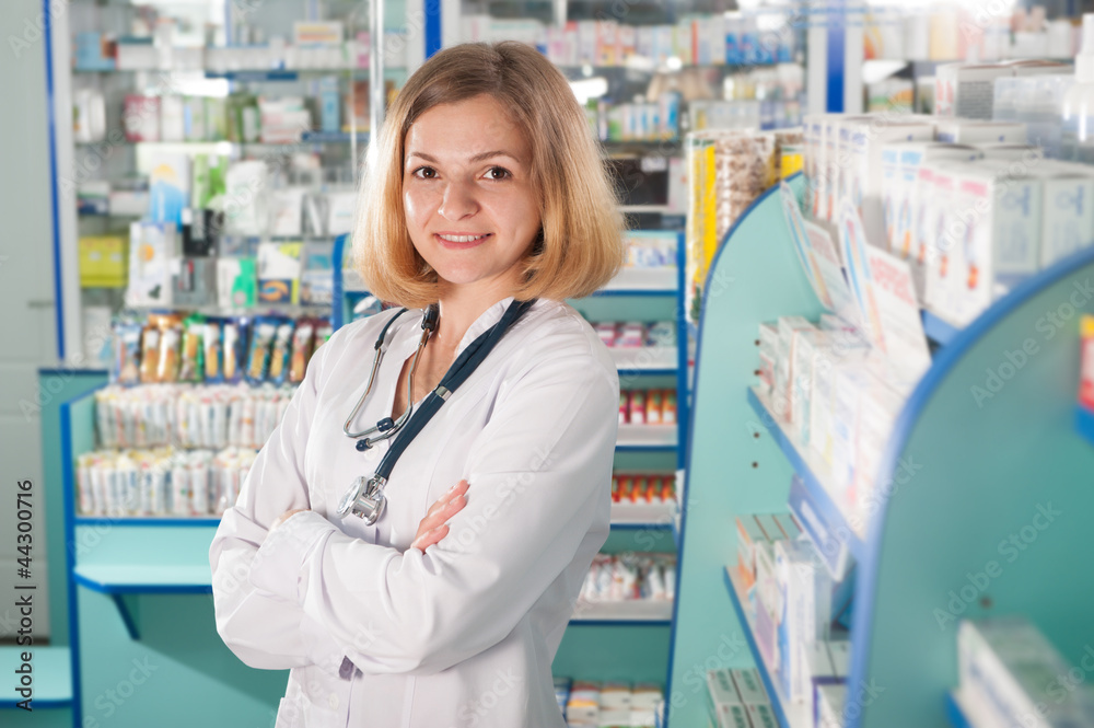 Young pharmcist in drugstore