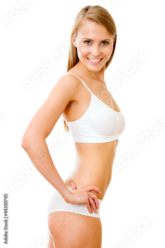 Slim tanned woman's body