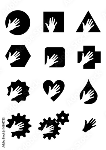 Hand in verschiedenen Grundelementen
