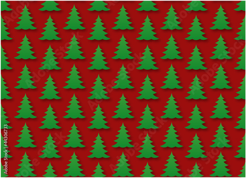 Weihnachtsbäume, Tannen - Rapport vor Dunkelrot