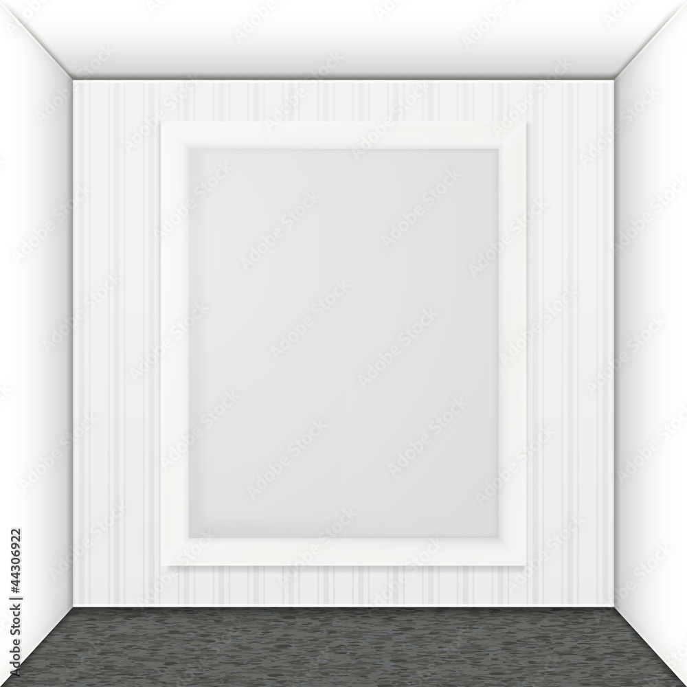 White frame on the wall. White frame on the wall.