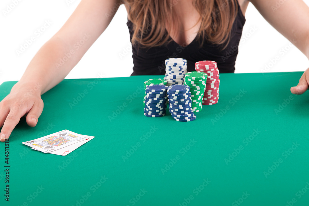Woman playing poker Woman playing poker