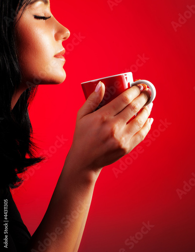 Beautiful lady drinking coffee