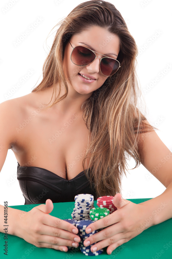 Woman playing poker Woman playing poker