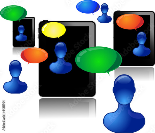 Tablet pc with people communicating