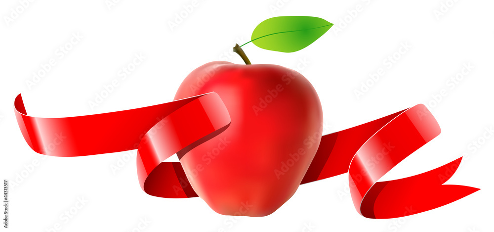 Pomme rouge - ruban rouge
