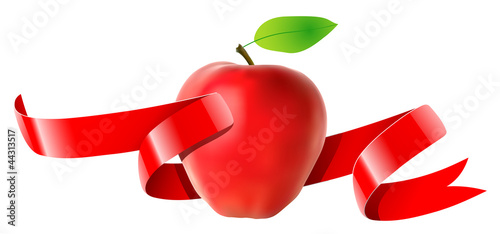 Pomme rouge - ruban rouge
