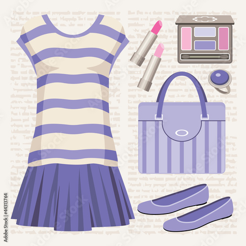 Fashion set with a top and a skirt.