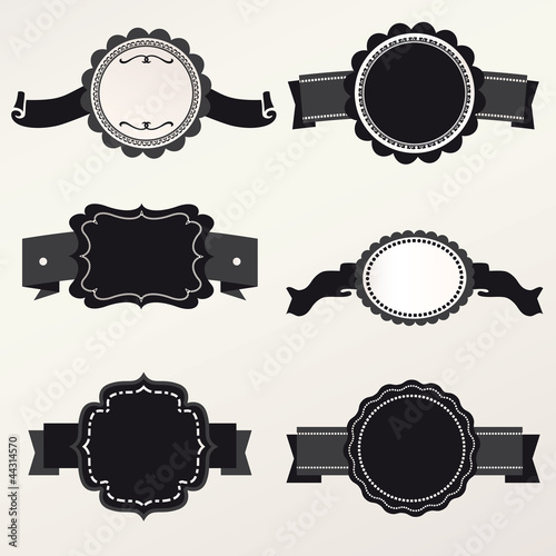 Set of retro ribbons and labels. Vector illustration.