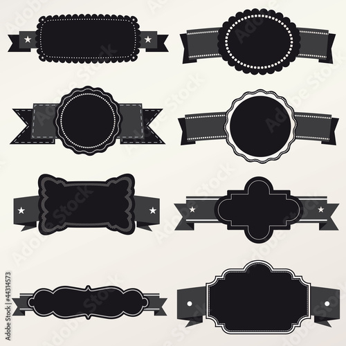 Set of retro ribbons and labels. Vector illustration. photo