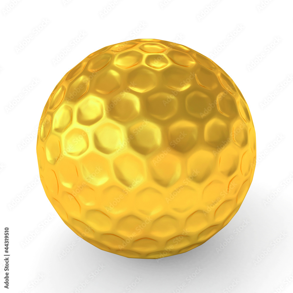 3d golden golf ball isolated on white background 3d golden golf ball isolated on white background