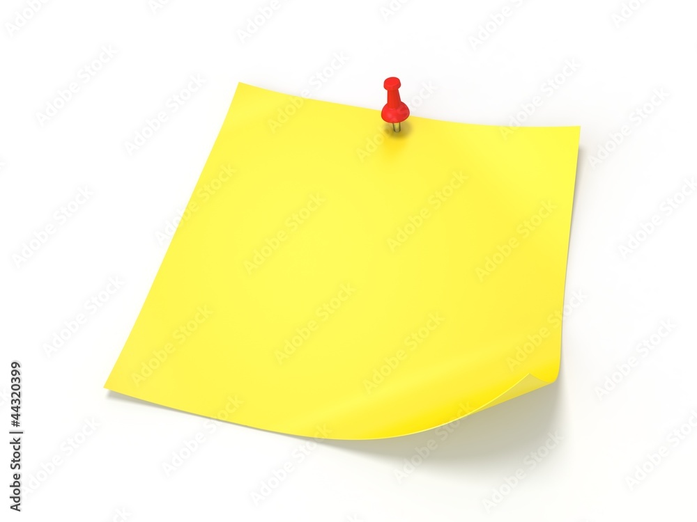 3D yellow note paper isolated on white background 3D yellow note paper isolated on white background