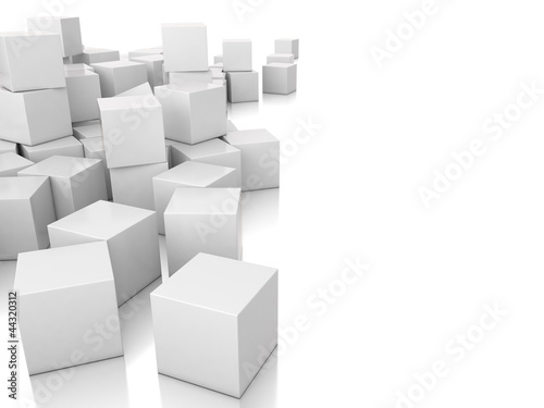 many 3d white 3d cubes
