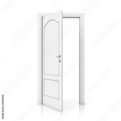 Fototapeta Naklejka Na Ścianę i Meble -  3D white door - open version