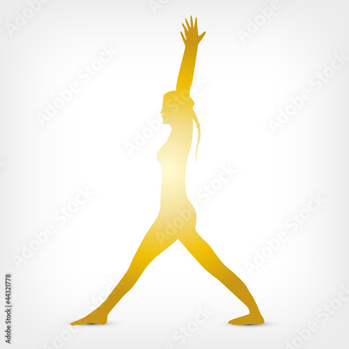 Virabhadrasana Eins mit gestreckten Beinen Gold photo