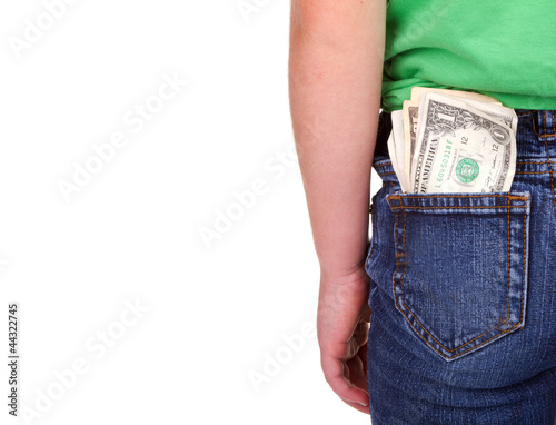 Child with money in pocket