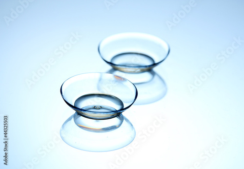 contact lenses, on blue background