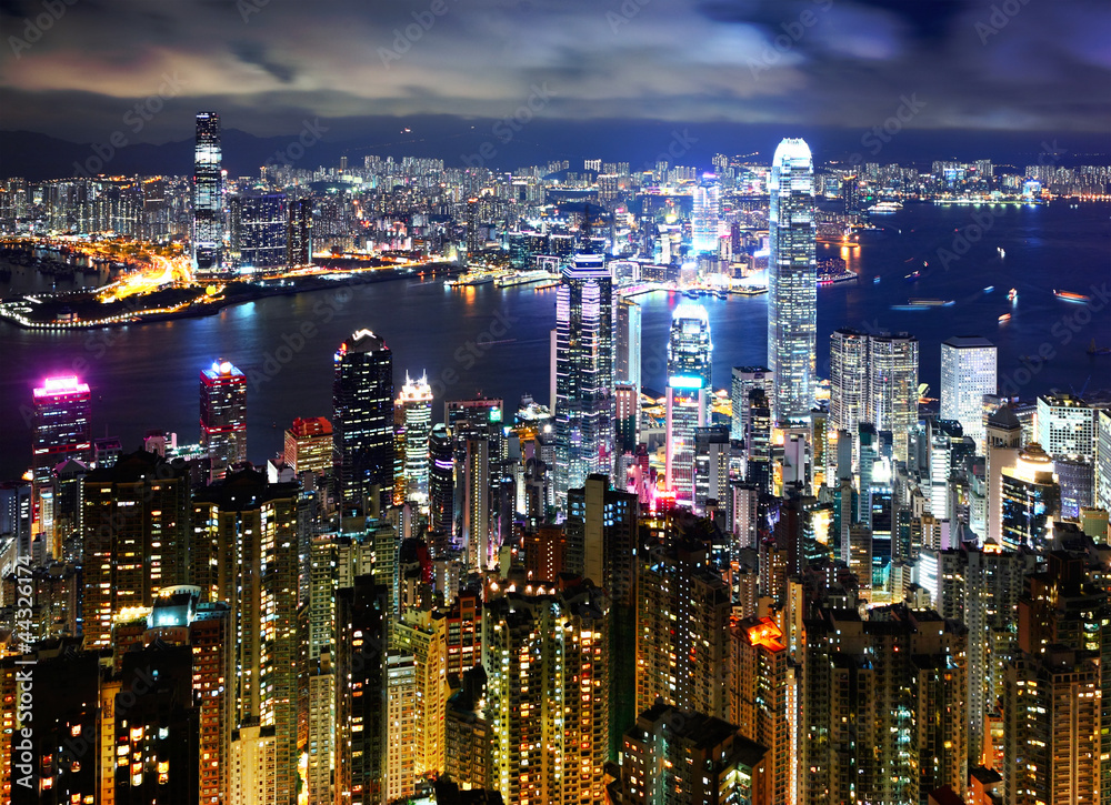 Hong Kong at night view from peak