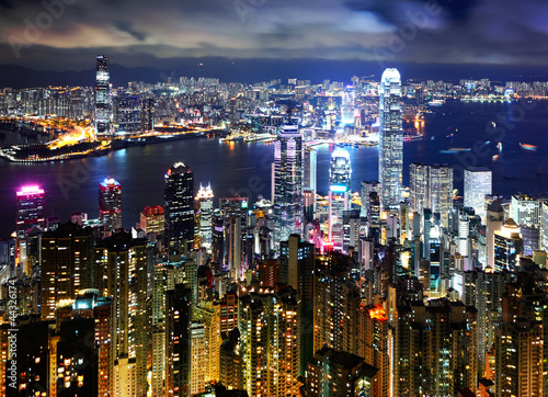 Hong Kong at night view from peak © leungchopan