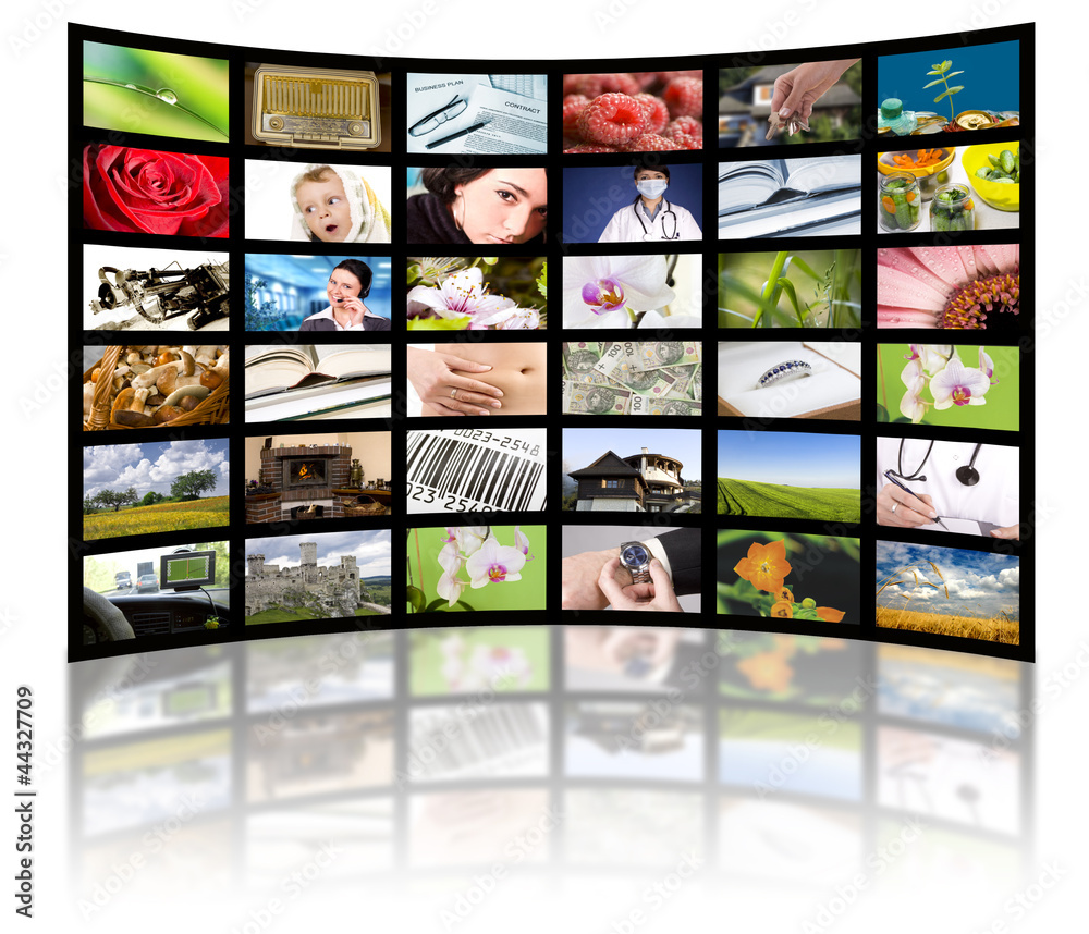 Television production concept. TV movie panels Television production concept. TV movie panels