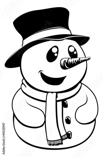 Black and white Christmas Snowman