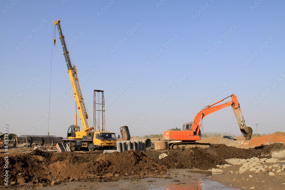 drainage pipe construction site