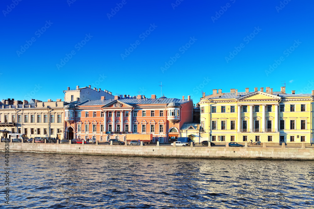 Embankment of the river of Neva in St. Petersburg, Russia