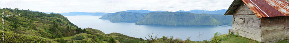 Panorama of house near the Lake toba Panorama of house near the Lake toba