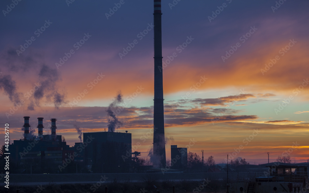 Factory polution by river in Sunrise