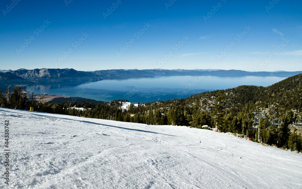 View at Lake Tahoe from the ski run on resort