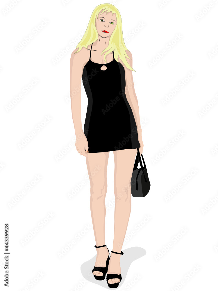 Fototapeta premium Sketch of girl on heels with bag
